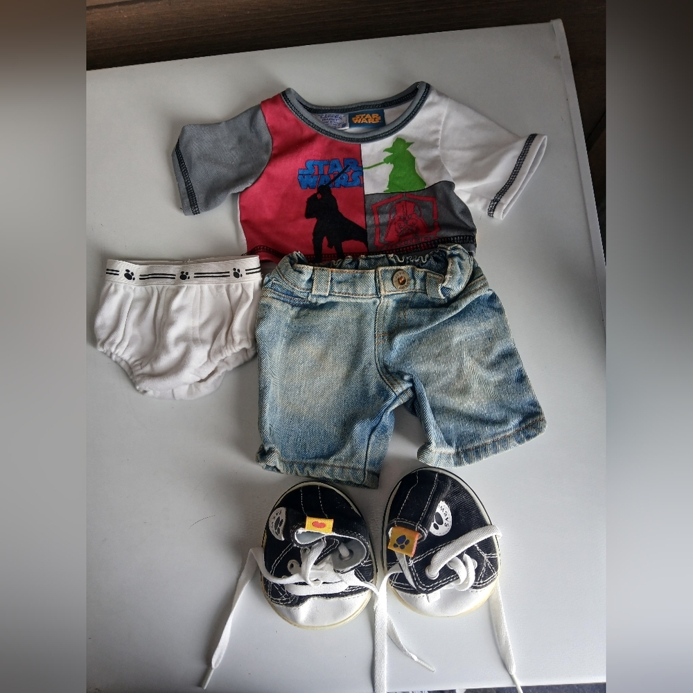 Build a Bear Workshop USA Outfit  Teddy Bear Clothes Shorts/Shirt/Sneakers Set